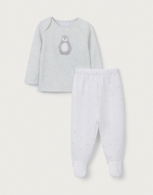 Organic Cotton Snowy Penguin Pyjamas (0–24mths)