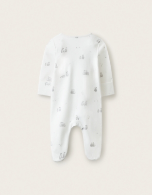 Organic Cotton Snowy Penguin Wrap Sleepsuit (0-24mnths)    