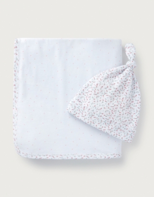 Organic Cotton Spring Berries Reversible Blanket & Hat Set (0–12mths)