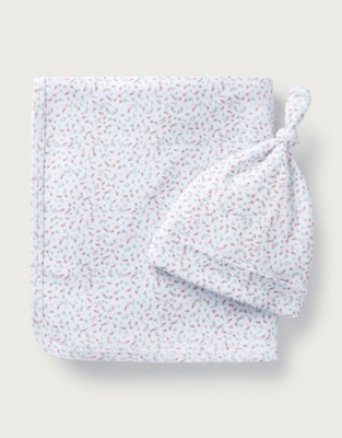 Organic Cotton Spring Berries Reversible Blanket & Hat Set (0–12mths)