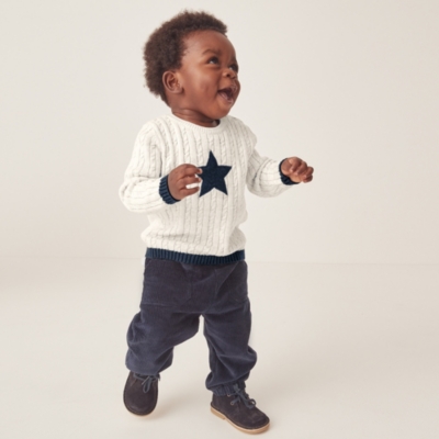 Organic Cotton Star Cable Jumper (0–18mths)