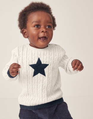 Organic Cotton Star Cable Jumper (0–18mths)