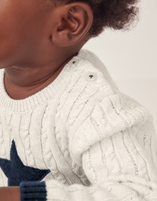 Organic Cotton Star Cable Jumper (0–18mths)