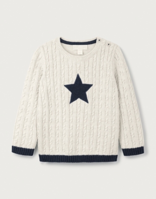 Organic Cotton Star Cable Jumper (0–18mths)