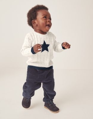 Organic Cotton Star Cable Jumper (0–18mths)