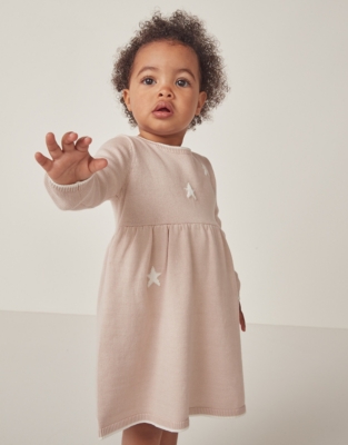 Organic Cotton Star Knitted Dress (0–18mths)