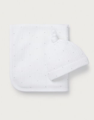 Organic Cotton Star Quilted Blanket & Hat Set (0–12mths)