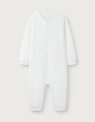 Organic Cotton Star Waffle Henley Sleepsuit (0–24mths)