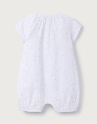 Organic Cotton Starfish Print Muslin Sleepsuit (0–9mths)