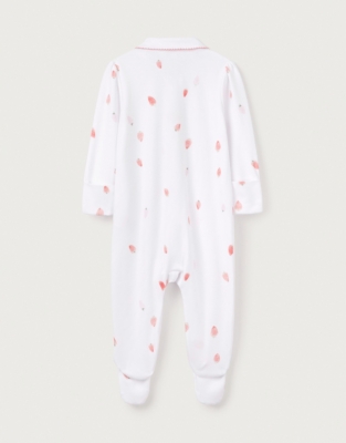 Organic Cotton Strawberry Collared Sleepsuit (0–24mths)