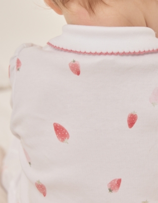 Organic Cotton Strawberry Collared Sleepsuit (0–24mths)