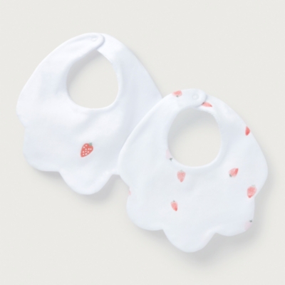 Organic Cotton Strawberry Scallop Bibs – Set of 2