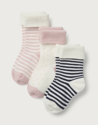 Organic Cotton Stripe & Spot Socks – Set of 3 (0–6yrs)