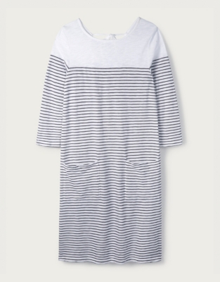 Organic Cotton Stripe Back-Detail Cocoon Dress | All Clothing Sale ...