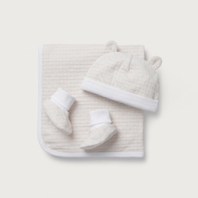 Organic Cotton Stripe Blanket, Hat & Booties Set (0–12mths)