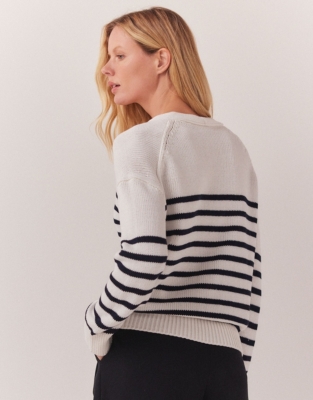 Organic Cotton Stripe Boyfriend Cardigan