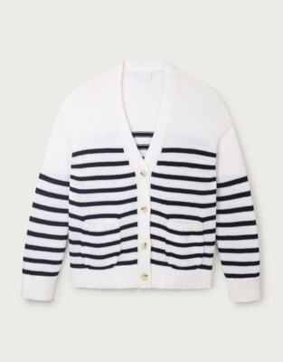 Organic Cotton Stripe Boyfriend Cardigan