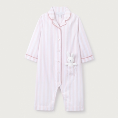 Organic Cotton Stripe Bunny Toy Classic Sleepsuit (0–24mths)
