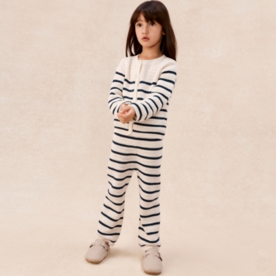Organic Cotton Stripe Crochet Top & Trousers Set (0–4yrs)