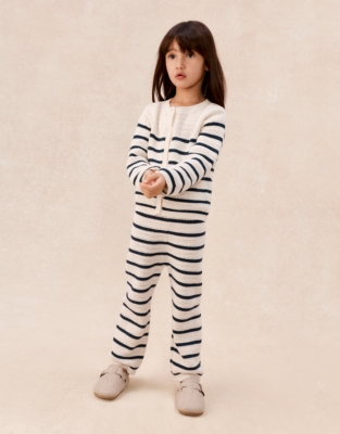 Organic Cotton Stripe Crochet Top & Trousers Set (0–4yrs)