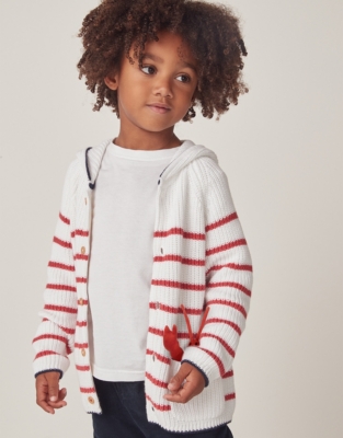 Organic Cotton Stripe Lobster Pocket Cardigan (18mths–6yrs)