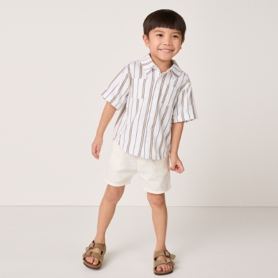 Organic Cotton Stripe Shirt, Shorts & Hat Set (18mths–6yrs)
