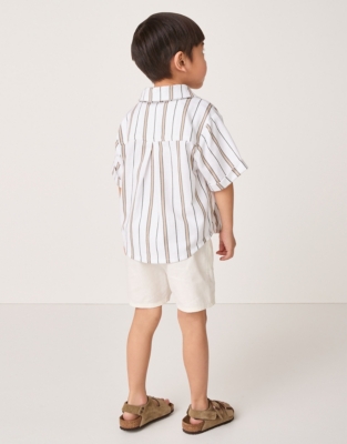 Organic Cotton Stripe Shirt, Shorts & Hat Set (18mths–6yrs)
