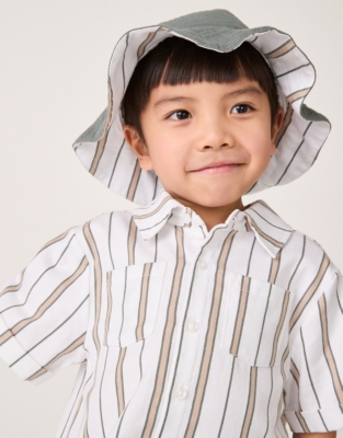 Organic Cotton Stripe Shirt, Shorts & Hat Set (18mths–6yrs)