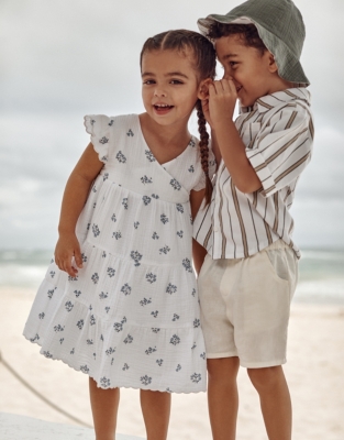 Organic Cotton Stripe Shirt, Shorts & Hat Set (18mths–6yrs)