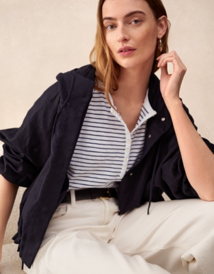 Organic Cotton Stripe Slub Relaxed Henley Top