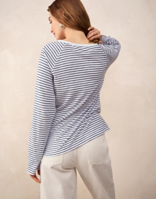 Organic Cotton Stripe Slub Relaxed Henley Top