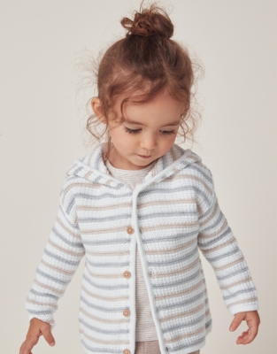 Organic Cotton Stripe Textured Hooded Cardigan (0–24mths)