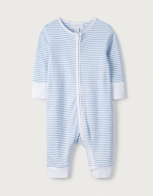 Organic-Cotton Stripe Zip Sleepsuit | Baby Sleepwear | The White Company US