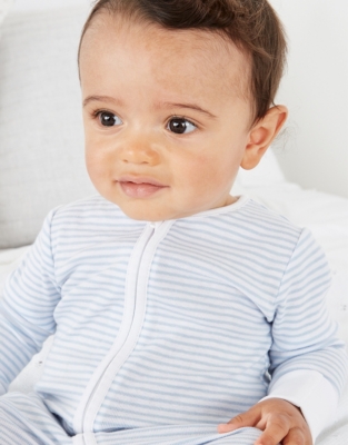 OrganicCotton Stripe Zip Sleepsuit Baby Sleepwear The White Company US