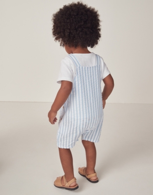 Organic Cotton Striped ‘Lobster’ Embroidered Dungarees & T-Shirt Set (0–18mths)
