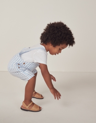 Organic Cotton Striped ‘Lobster’ Embroidered Overalls & T-Shirt Set (0–18mths)