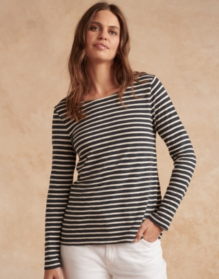 Organic Cotton Striped Button-Back Top | Tops & Blouses | The White ...