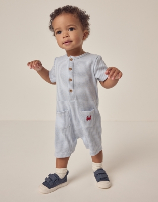 Organic Cotton Striped Crab Romper (0–24mths)