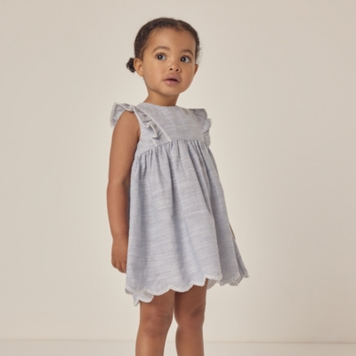 Organic Cotton Striped Frill Detail Dress (0–18mths)