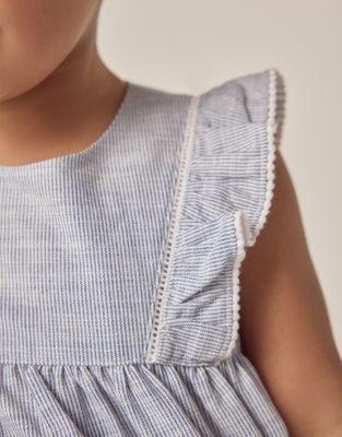 Organic Cotton Striped Frill Detail Dress (0–18mths)