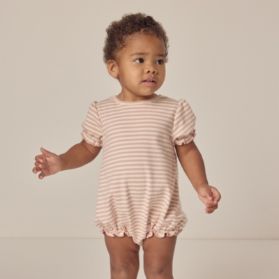 Organic Cotton Striped Frill Romper (0–24mths)
