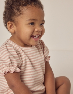 Organic Cotton Striped Frill Romper (0–24mths)