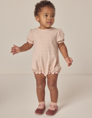 Organic Cotton Striped Frill Romper (0–24mths)