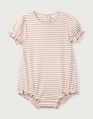 Organic Cotton Striped Frill Romper (0–24mths)