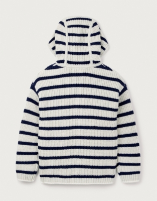 Organic Cotton Striped Knit Zip Hooded Cardigan (0–18mths)