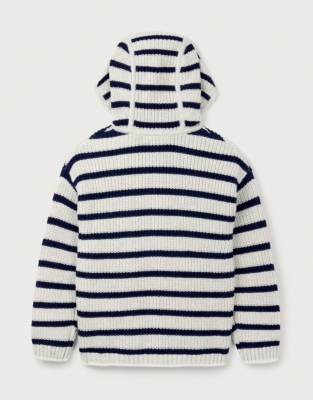 Organic Cotton Striped Knit Zip Hooded Cardigan (0–18mths)