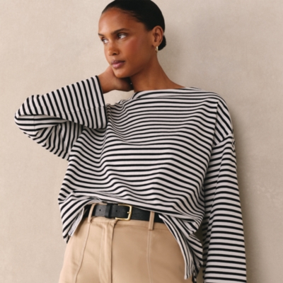 Organic Cotton Striped Oversized Jersey Top