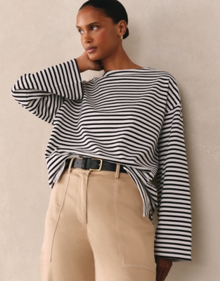 Organic Cotton Striped Oversized Jersey Top
