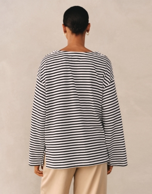 Organic Cotton Striped Oversized Jersey Top