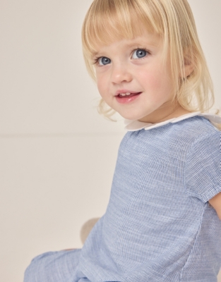 Organic Cotton Striped Petal Collar Shortie (0–24mths)